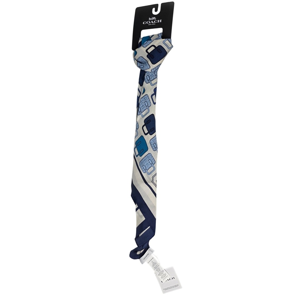 Coach Silk Square Scarf Blue Multicolor Handbag Print CX784C NEW